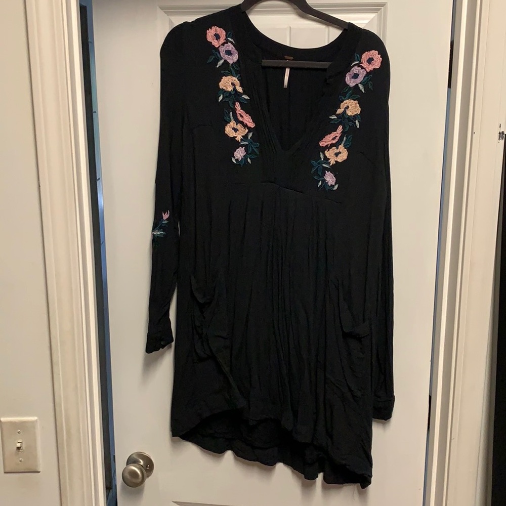 Long sleeve black free people dress